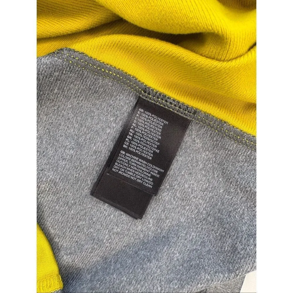 The North Face gray and chartreuse yellow 1/4 zip pullover - L